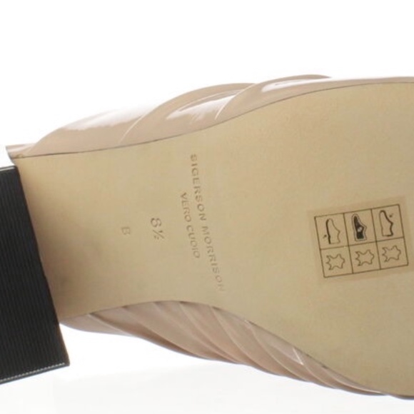 Sigerson Morrison Pramod Nude Patent Leather Heels Mule Pumps Block Heel Sandals - Picture 8 of 9